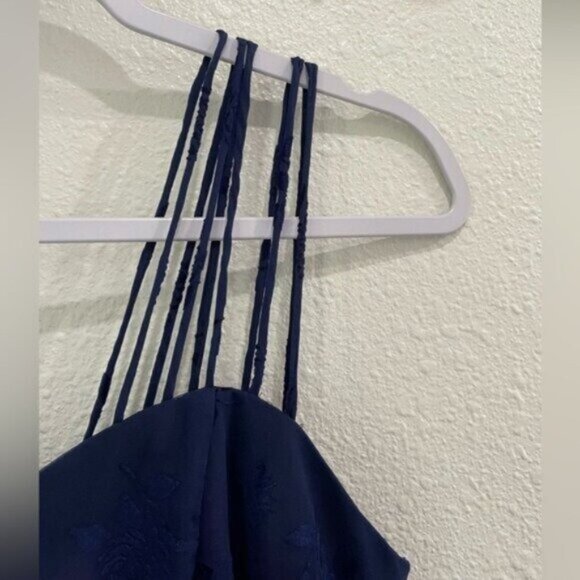 Vintage Fairy 90’s Velvet Whimsical Dark Lace Mini Dress Blue Goth Party - Picture 3 of 8